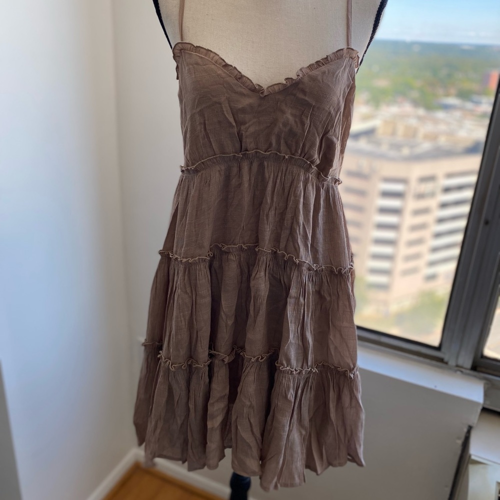 Mustard Seed Brown Ruffled Mini Dress